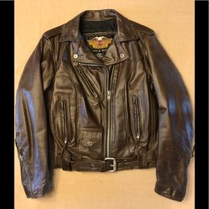 Brown leather Harley Davidson coat women’s medium